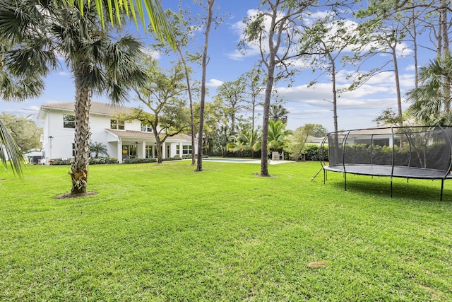 view of yard featuring a trampoline