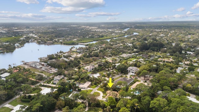 bird's eye view featuring a water view