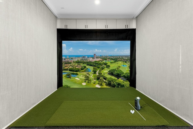 recreation room featuring golf simulator