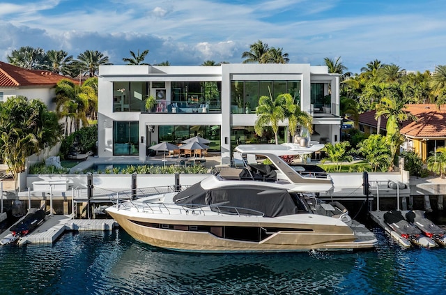 view of dock featuring a water view