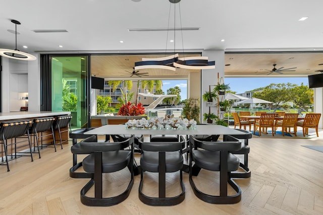 dining room featuring visible vents