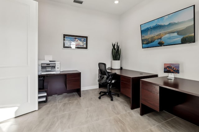 view of tiled office space