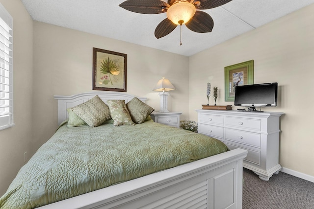 bedroom with carpet floors and ceiling fan