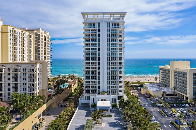 property view of water featuring a view of the beach