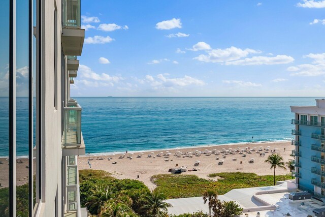 view of water feature featuring a view of the beach