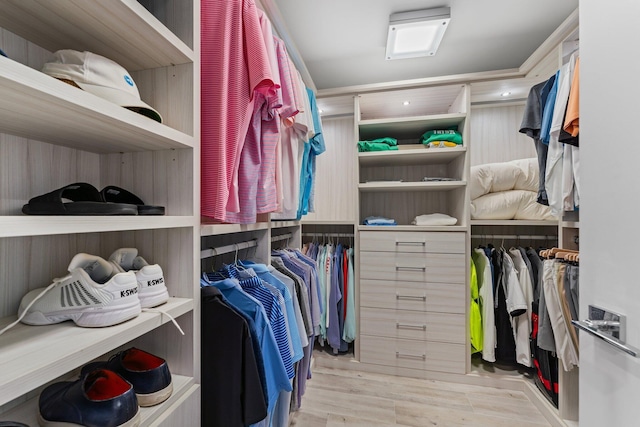 walk in closet featuring light wood-type flooring