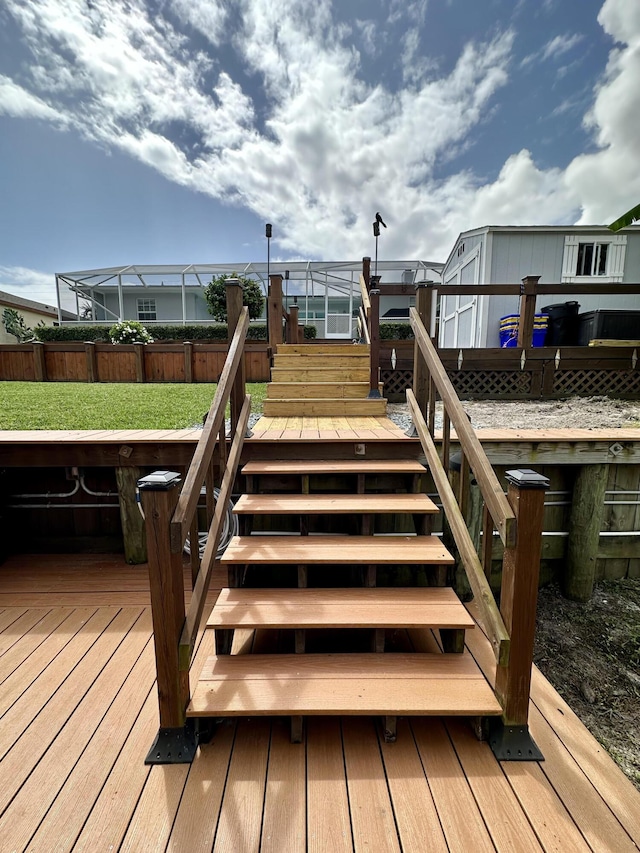 wooden terrace with stairway