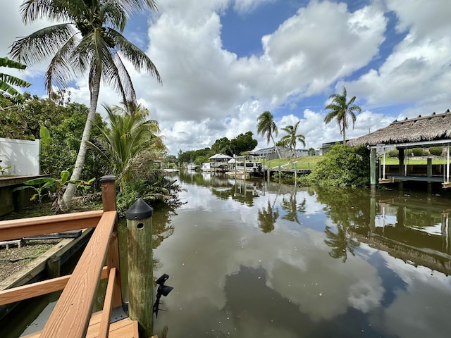 water view with a boat dock