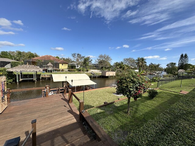 view of dock featuring a water view