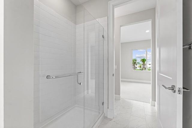 bathroom featuring walk in shower