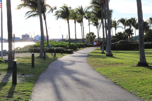 view of community featuring a lawn