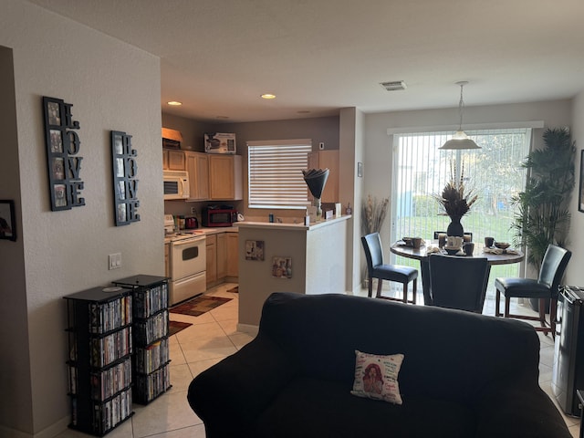 view of tiled living room