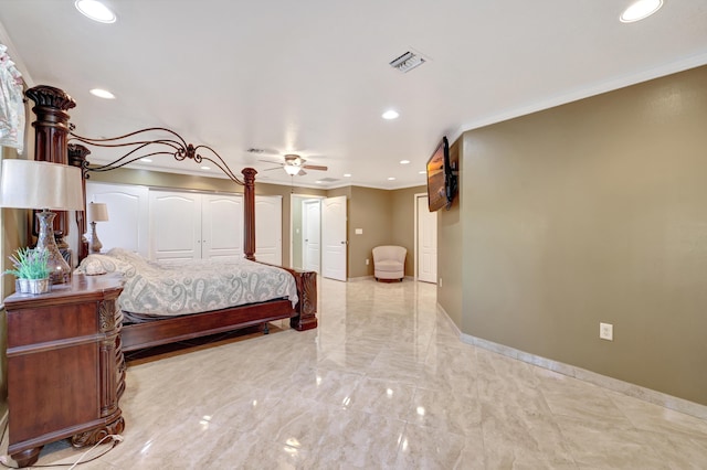 bedroom with ornamental molding