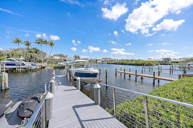 view of dock featuring a water view