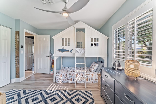 bedroom featuring light wood-type flooring