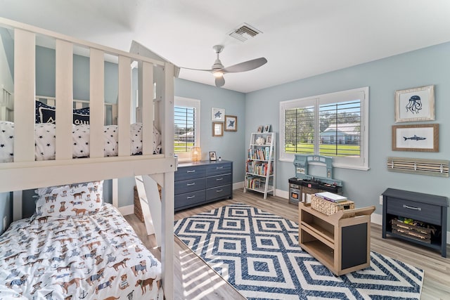 bedroom featuring light wood-type flooring