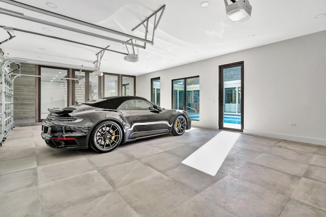 garage with a garage door opener