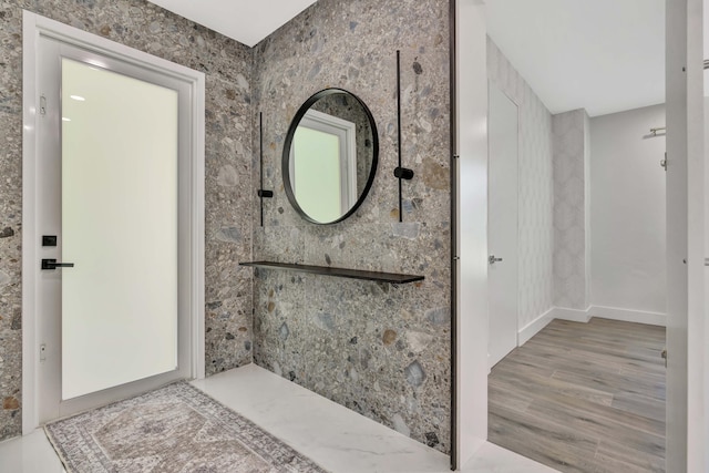 bathroom featuring wood-type flooring