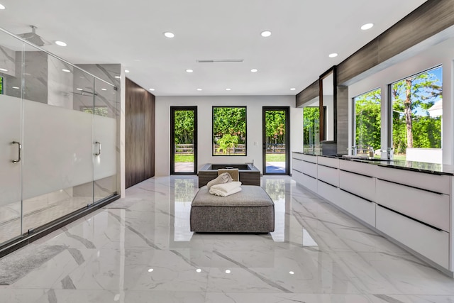 interior space with plenty of natural light and sink