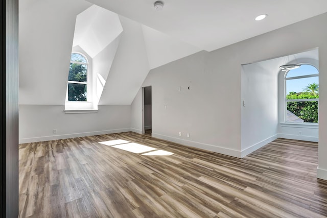 additional living space featuring light hardwood / wood-style floors