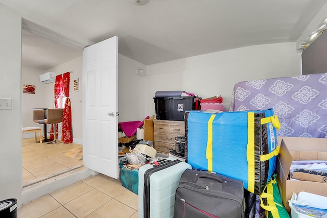 storage area with a wall mounted AC