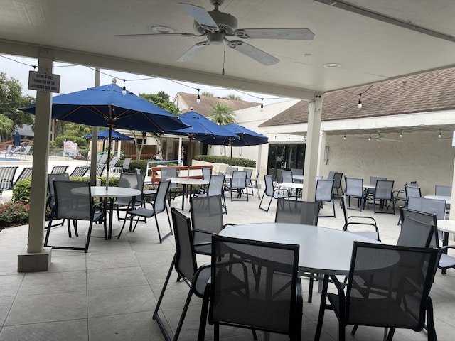 view of patio with ceiling fan