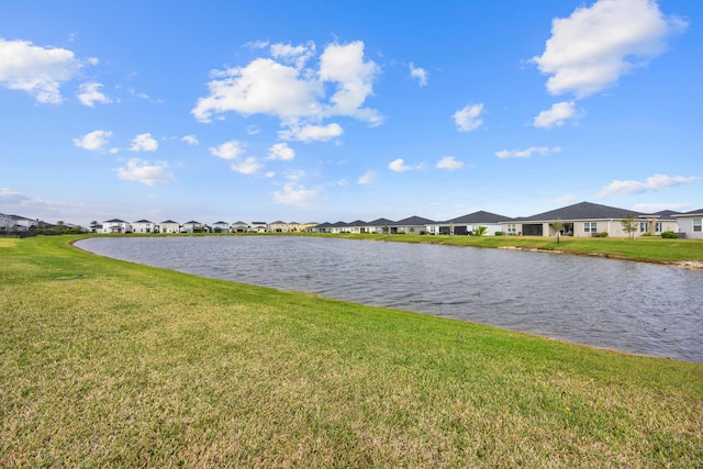 view of water feature with a residential view