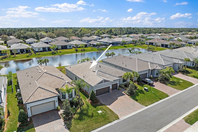 bird's eye view featuring a water view