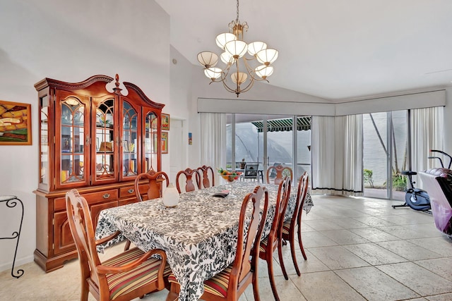 9158 Heathridge Dr, West Palm Beach, FL 33411 - dining space with high vaulted ceiling and a chandelier