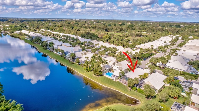 9158 Heathridge Dr, West Palm Beach, FL 33411 - birds eye view of property featuring a water view
