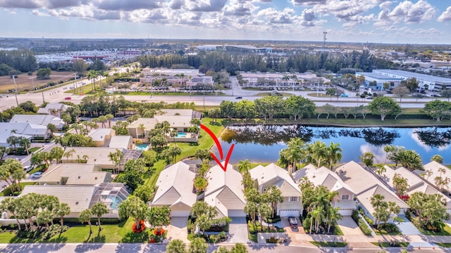 9158 Heathridge Dr, West Palm Beach, FL 33411 - birds eye view of property featuring a water view
