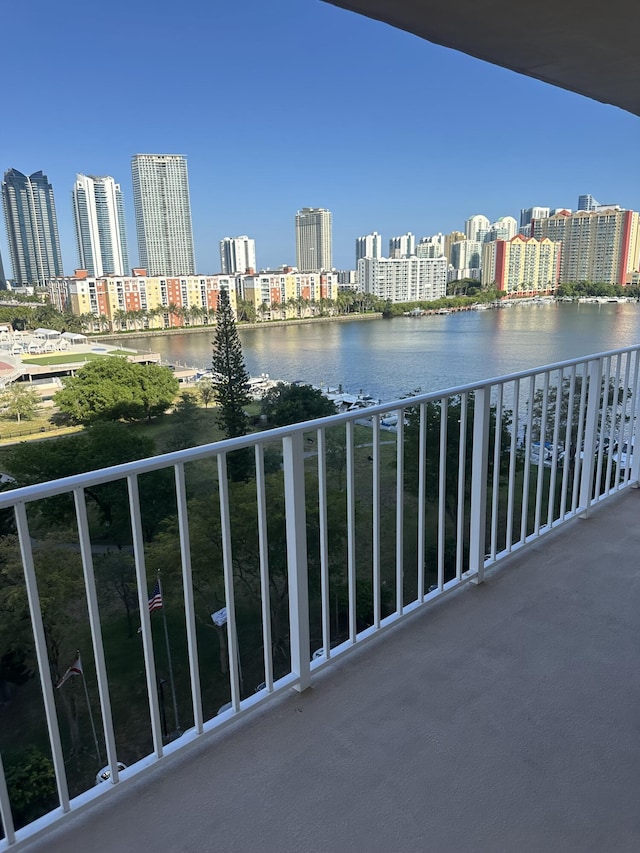 290 174th St Unit 1111, Sunny Isles Beach, FL 33160 - balcony with a water view and a view of skyline