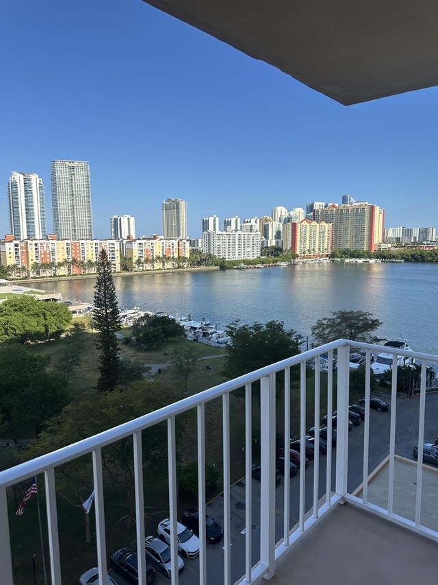 290 174th St Unit 1111, Sunny Isles Beach, FL 33160 - balcony featuring a water view and a view of skyline