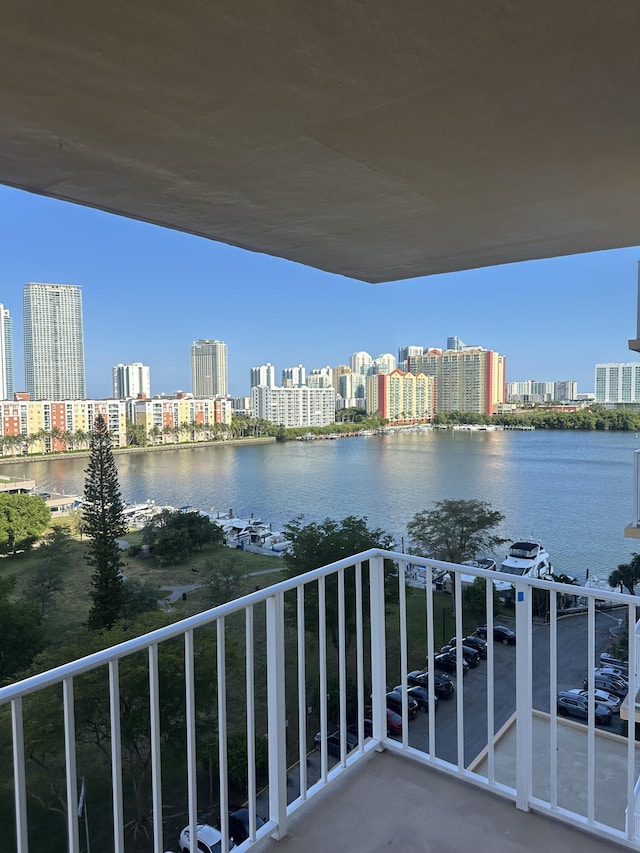 290 174th St Unit 1111, Sunny Isles Beach, FL 33160 - balcony with a water view and a view of skyline