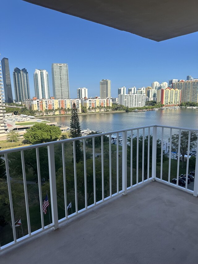 290 174th St Unit 1111, Sunny Isles Beach, FL 33160 - balcony with a water view and a skyline view