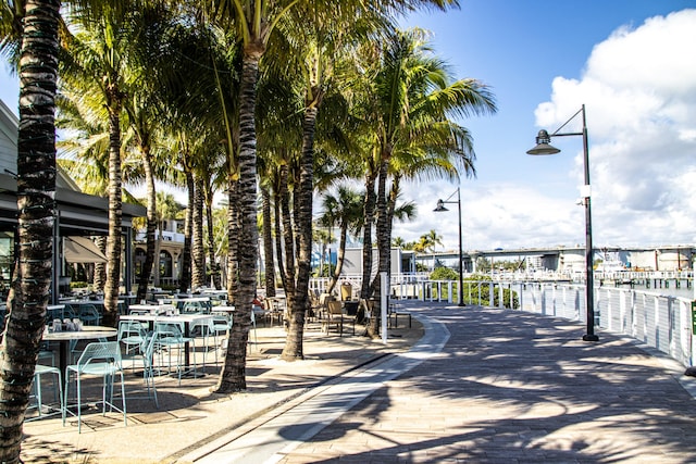 view of property's community with a water view