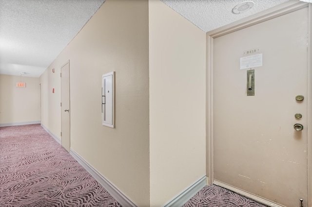 2802 N 46th Ave Unit B513, Hollywood, FL 33021 - hall with light carpet, baseboards, and a textured ceiling