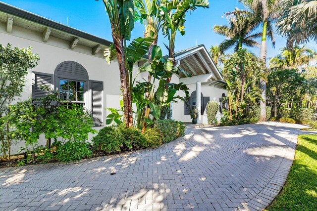 exterior space with stucco siding