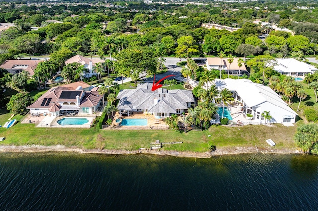 bird's eye view featuring a water view