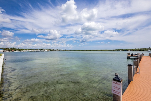 dock area featuring a water view