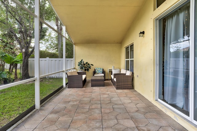 view of unfurnished sunroom