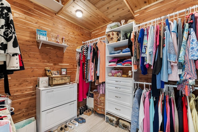 spacious closet featuring light hardwood / wood-style flooring