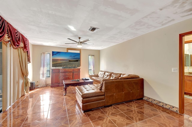 view of tiled living room