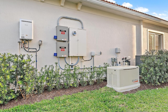 details with a power unit and stucco siding