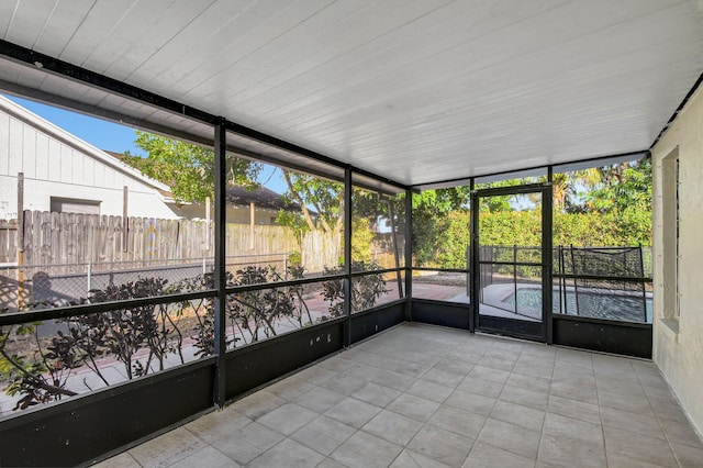 view of unfurnished sunroom