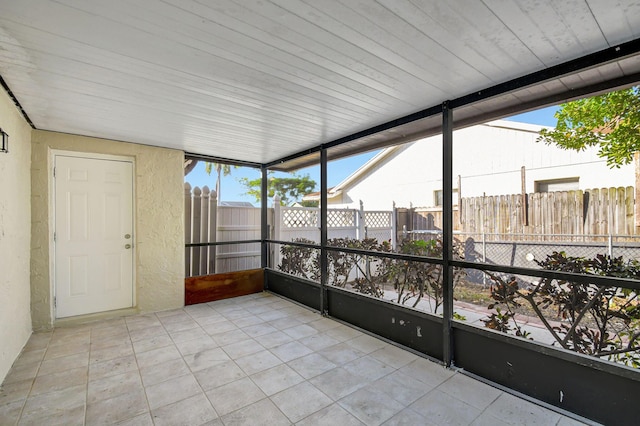 view of unfurnished sunroom