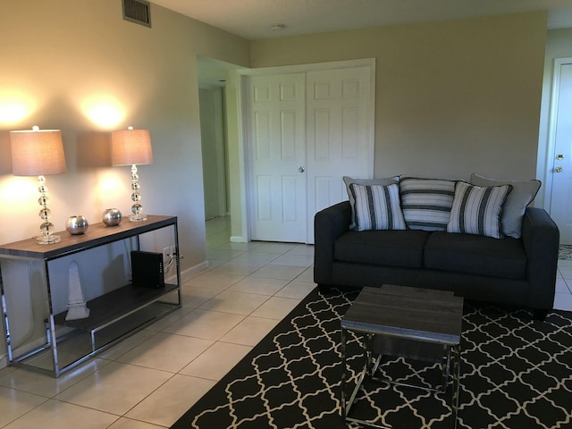 view of tiled living room