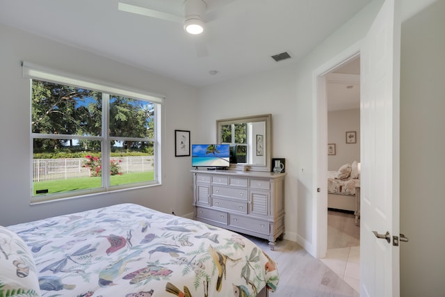 bedroom featuring ceiling fan