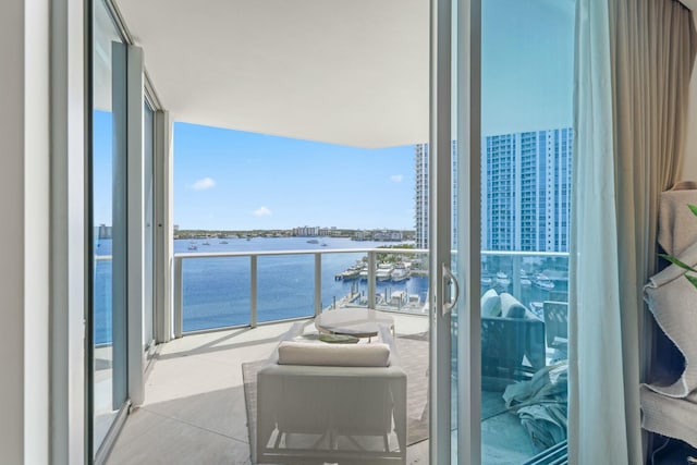 balcony with a water view