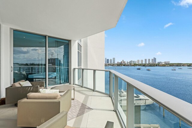 balcony with a water view